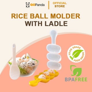 GoPanda Rice Molder with Ladle Rice Ball Shaker Three Balls of Rice for Baby and Kids Foods