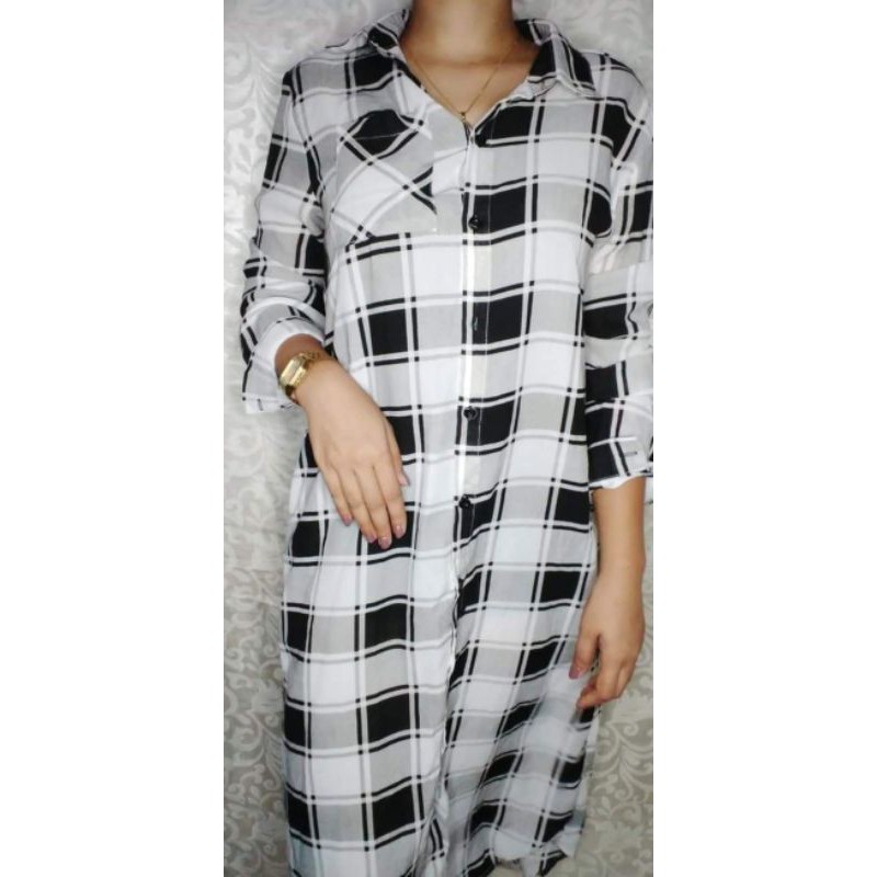 long checkered dress