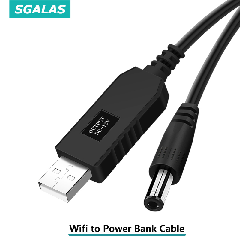 Sgalas Dc 5v To 12v Usb Cable Wifi To Powerbank Cable Boost Converter Step Up Cord Connector For