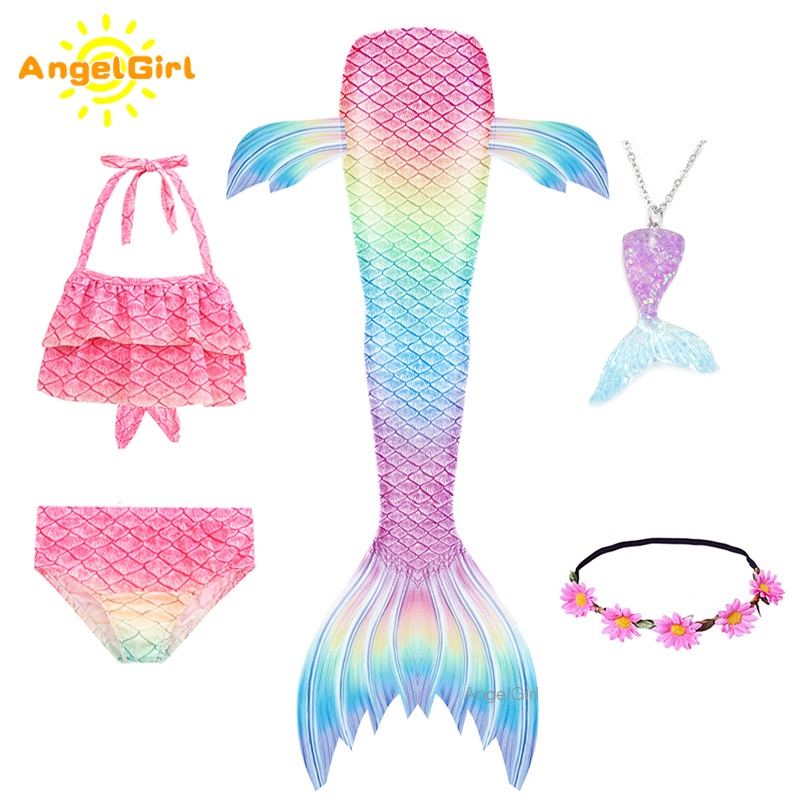 AngelGirl Mermaid Tail Swimming Costumes Holiday Beach Mermaid Swimsuit ...