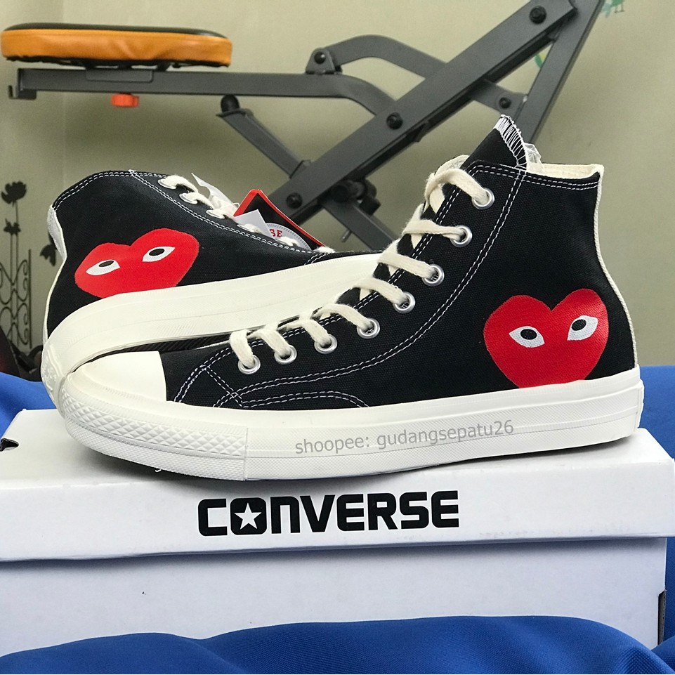 cdg black converse high