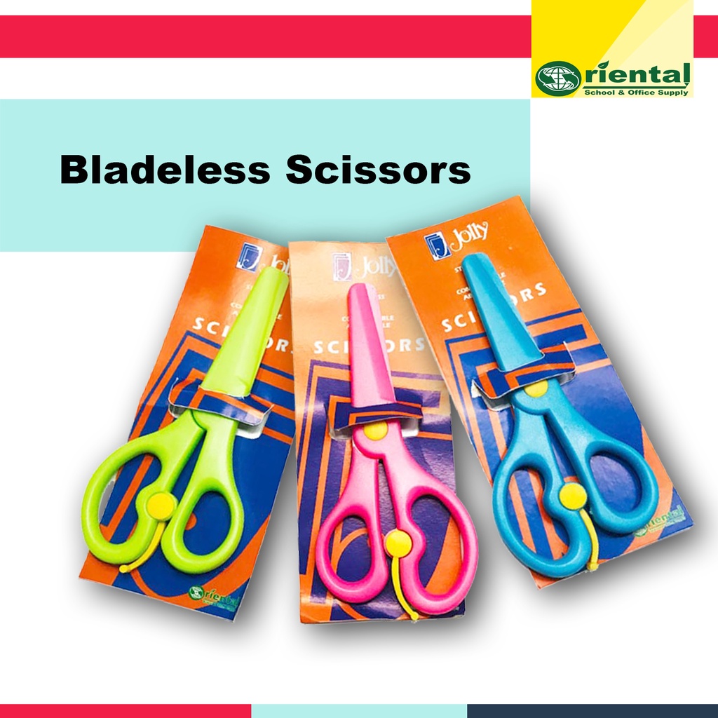 Safe Bladeless Scissors for Kids Plain Color Blade less Scissor w/ Ergonomic Handle Random