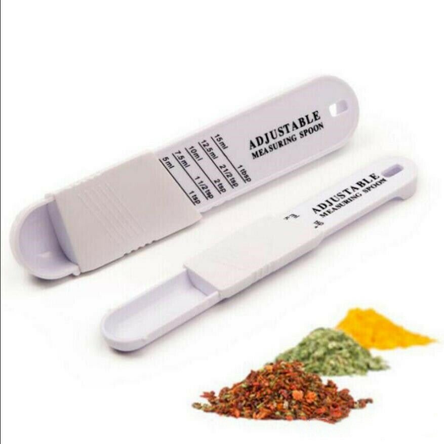 Adjustable Measuring Spoons Set Baking Sliding Scoop 1/8 Teaspoon 1 Tablespoon