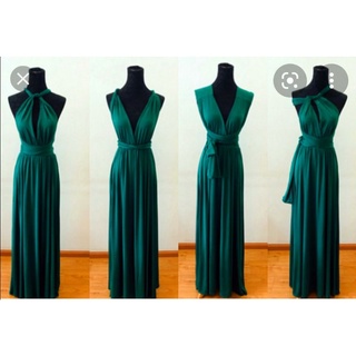 Dark Emerald Green Infinity Dress Floorlength with attached tube kids/Freesize/Plus size