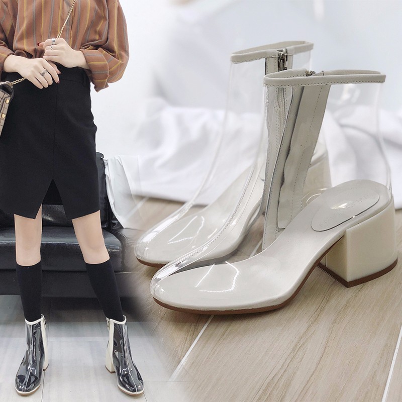 transparent ankle boots