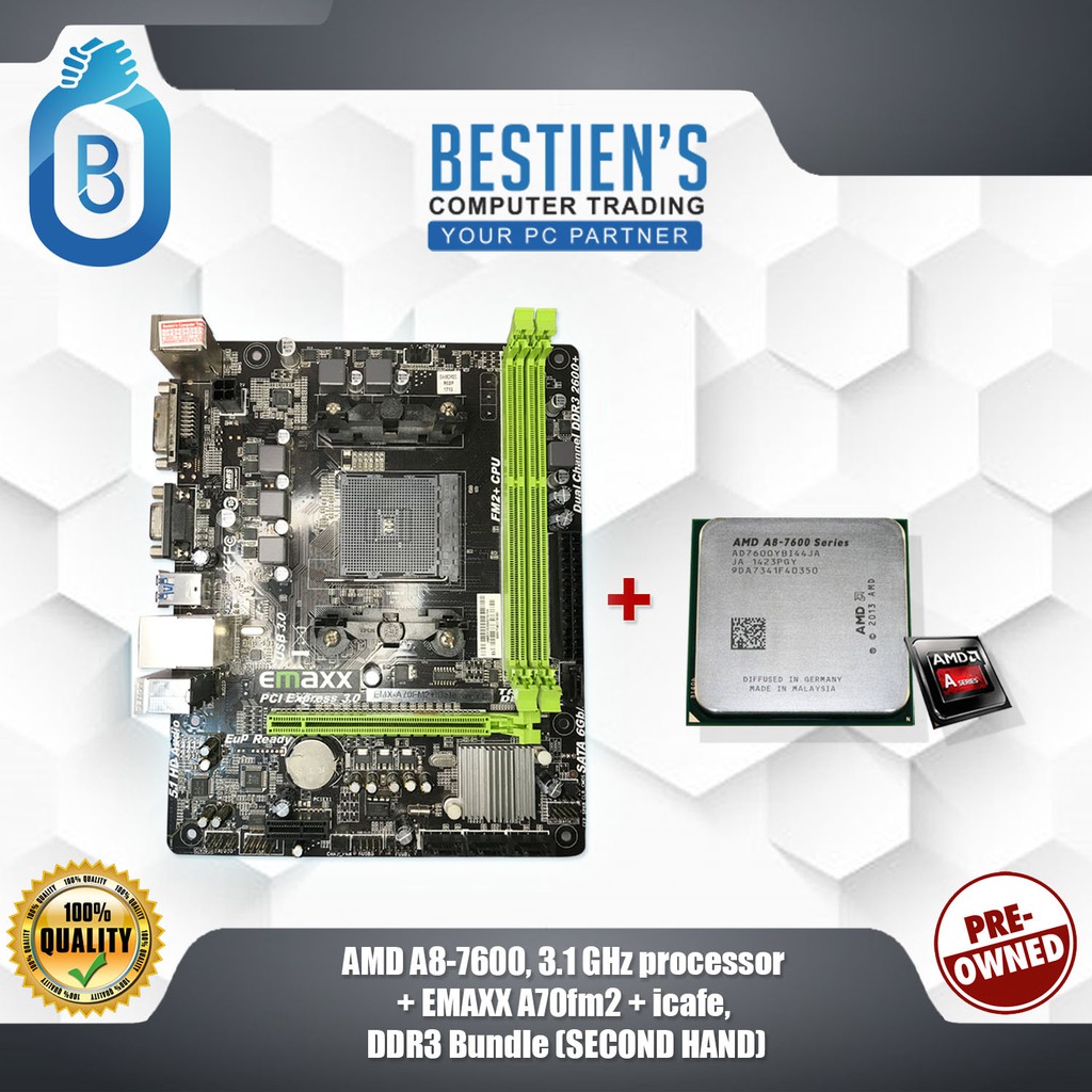 Amd A8 7600 3 1 Ghz Processor Emaxx 0fm2 Icafe Ddr3 Bundle Used Shopee Philippines