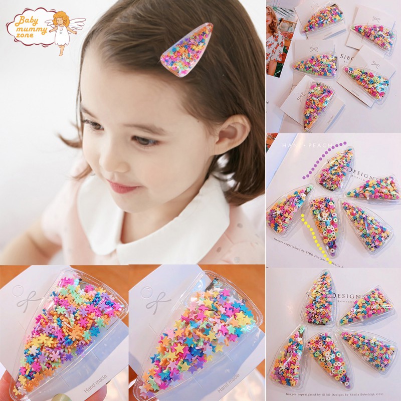 Korean Bb Hair Clips Jelly Transparent Heart Sequins Princess Hair