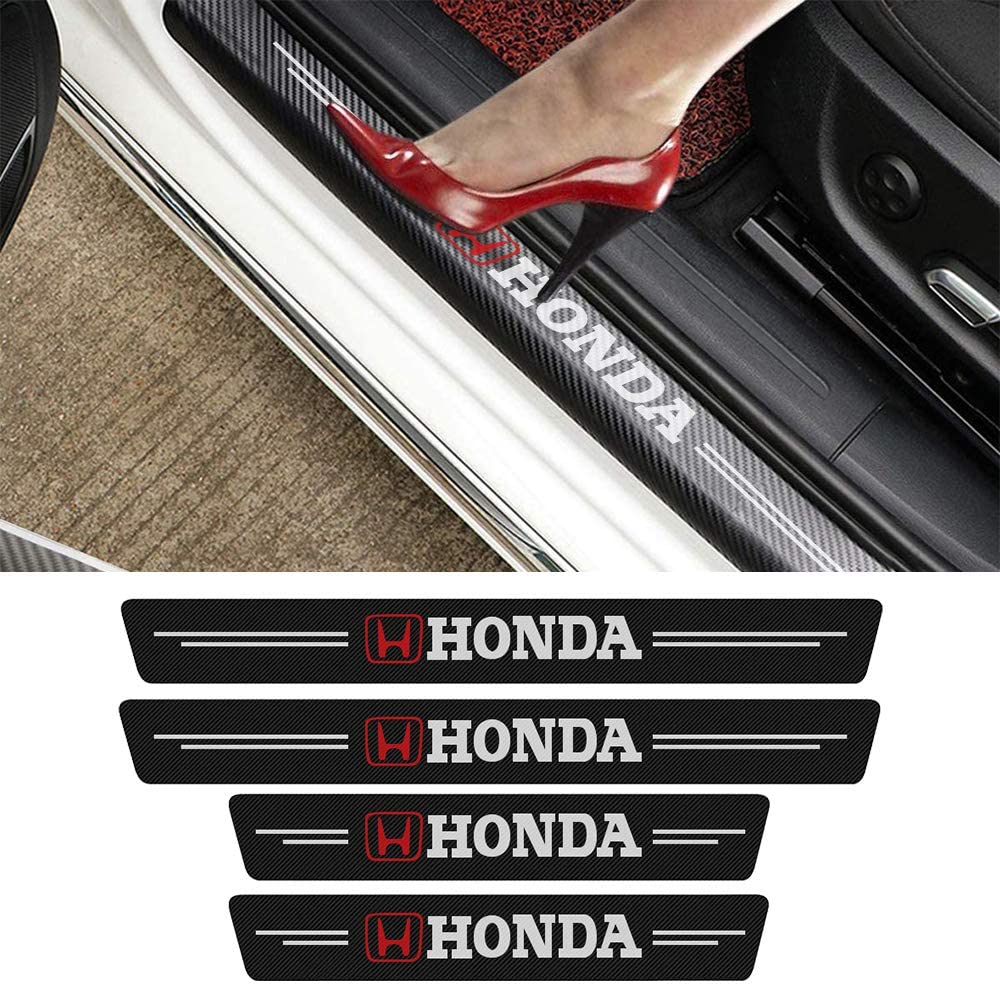 Threshold Scratch Pad Film Cover 4Pcs Carbon Fiber Car Door Sill Protector Film fit Accord All Models,Car Door Front/Rear Carbon Fiber Door sill Stickers for Accord,Welcome Pedal Protector Cover 