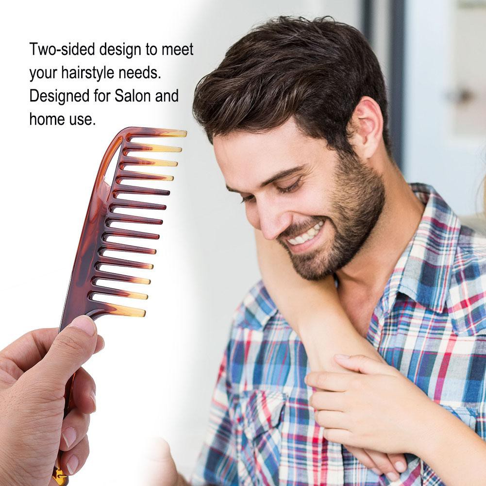 Men Wide Tooth Hairdressing Comb Brush Barber Curly Hair Cutting