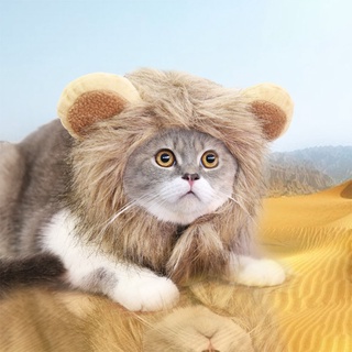 【COD& Ready Stock】Funny Pet Clothes Cute Cat Wig Lion Mane Costume Cosplay Cat Dog Cap Hat Fancy Dress Clothes Wig with Ears Party Pet Supplies