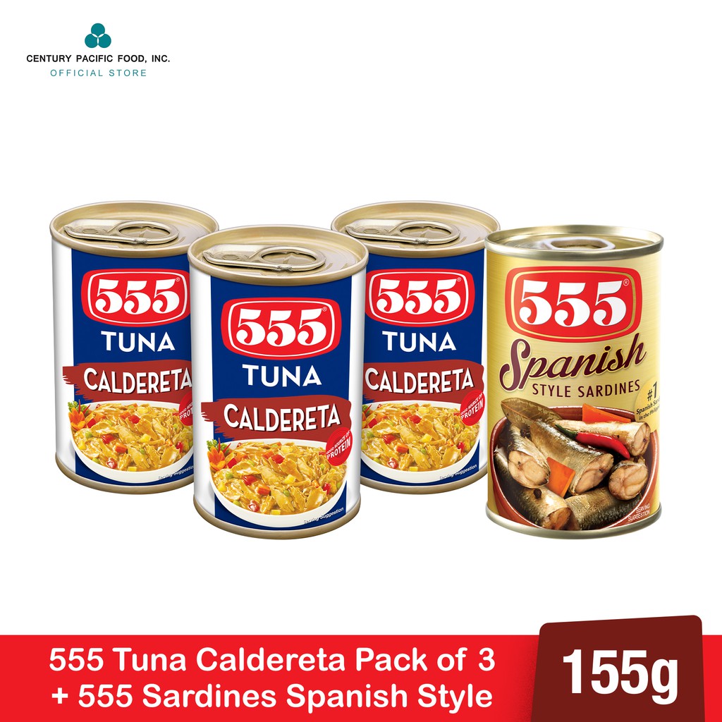 555 Tuna Caldereta 155g Pack of 3 + 555 Sardines Spanish Style 155g ...