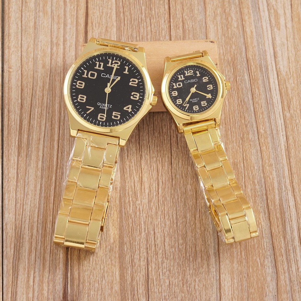 casio couple watch silver