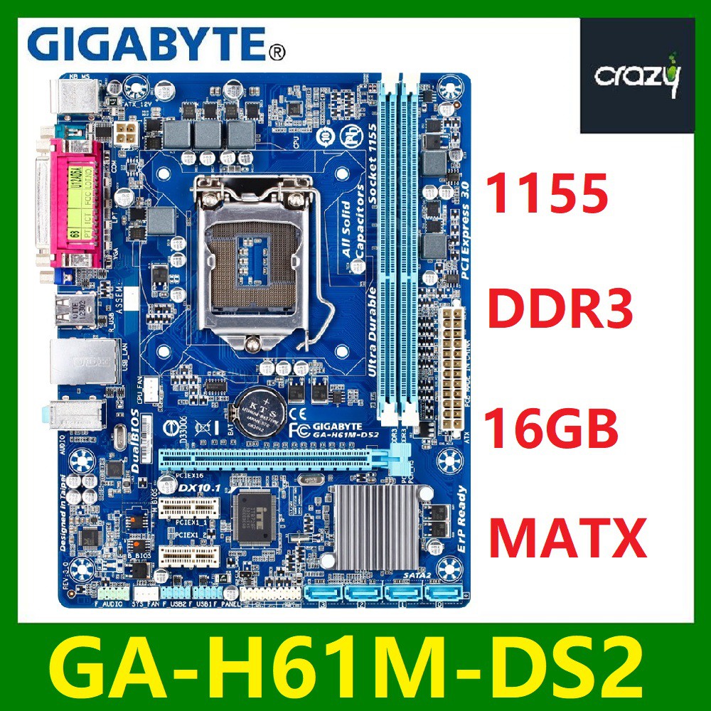 Gigabyte GAH61MDS2 motherboard H61M H61 DDR3 LGA 1155 Original