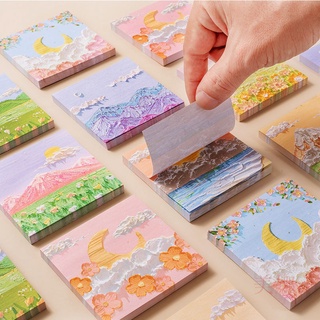 School Supplies Oil Painting Sticky Notes ins Style Simple Note Paper Japanese Strong Cute High-Value #5