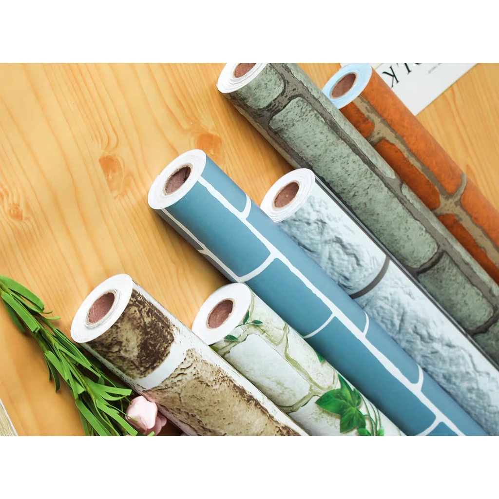 Wallpaper 10M*45CM PVC Self adhesive Waterproof Wallpapers Shopee