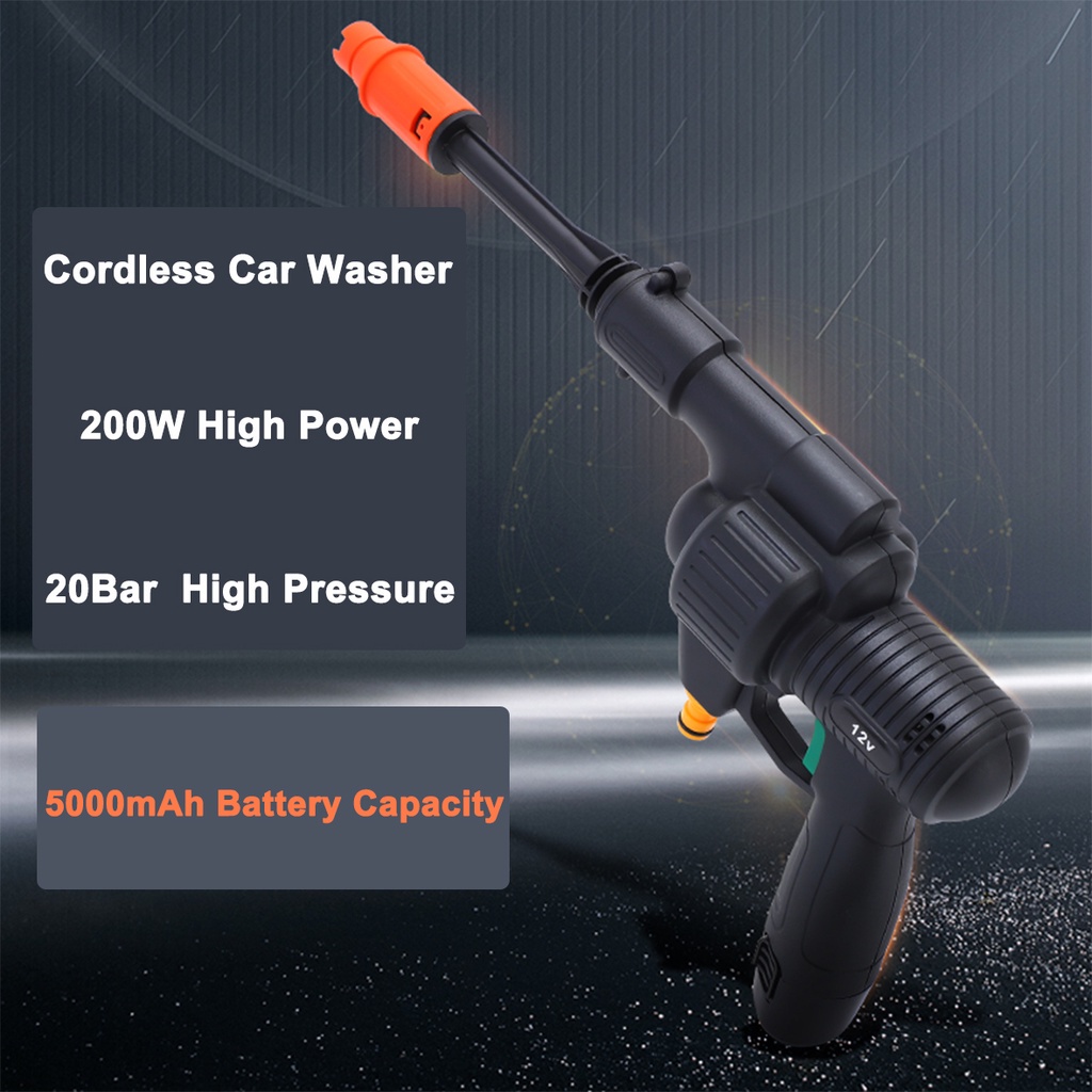 【Philippine cod】 Cordless 12V Car Washer High Pressure Washers Power 200W 20bar Lithium Battery R