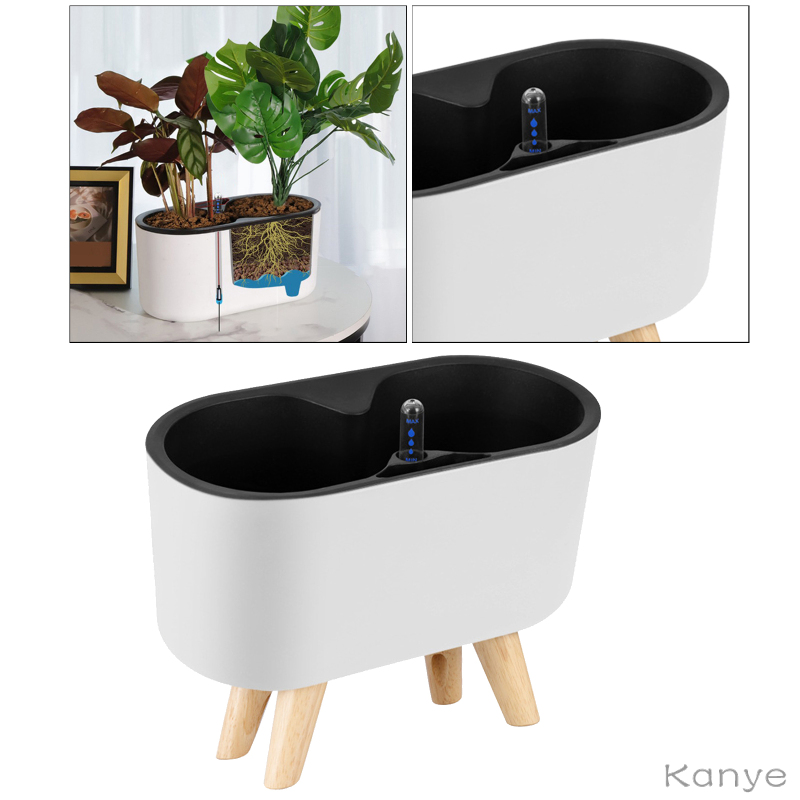 Self Watering Planter with Water Level Indicator, Rectangle Window Gardening Box, Indoor Home Herb Small Plants Decorative Planter Pot