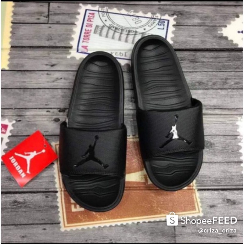 all black jordan slides