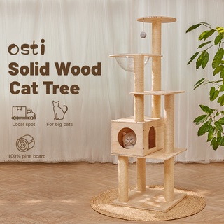 Osti Luxury Modern Real Wood Cat Tree Tower Wooden Cat Tree All in One with House Scratching Post