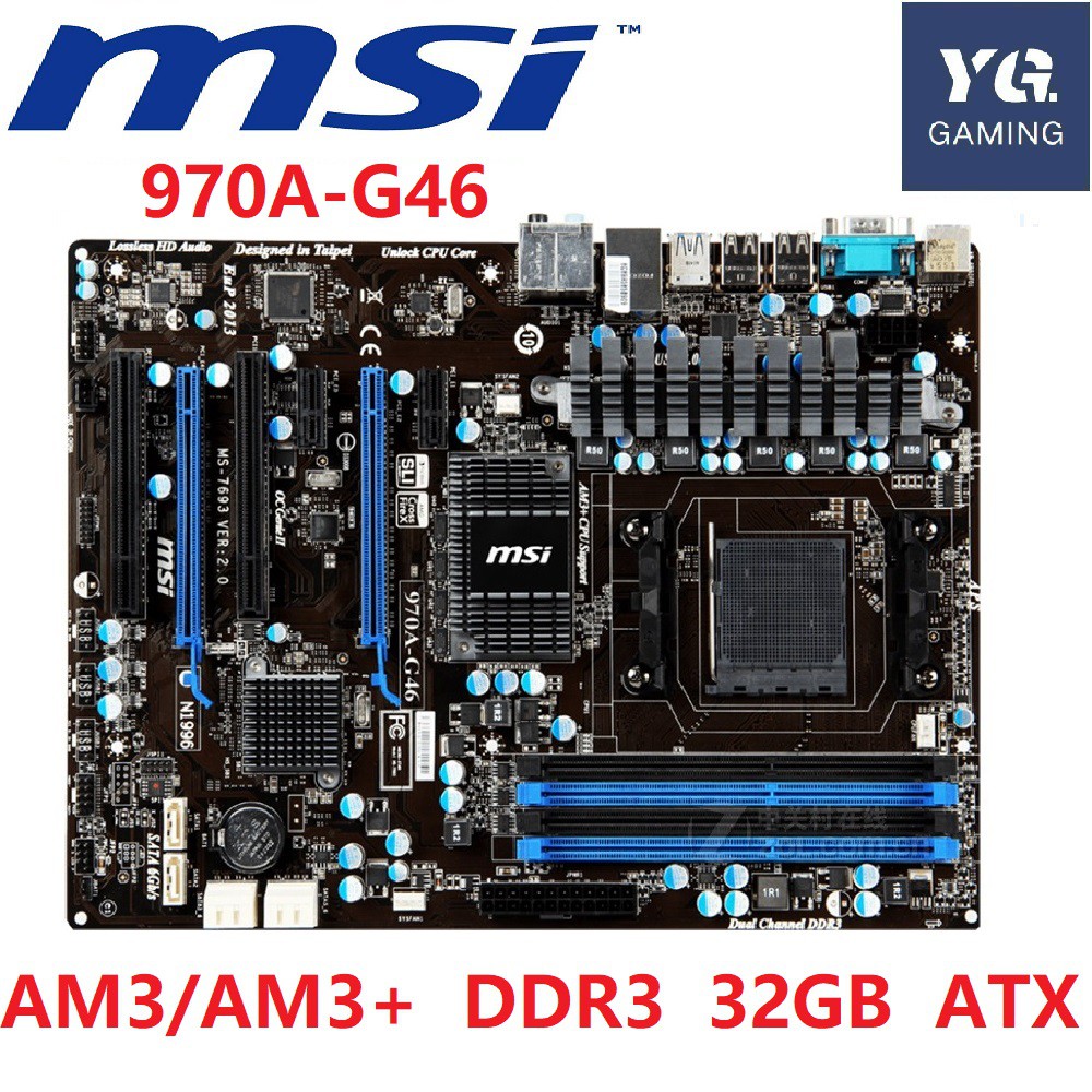 original motherboard MSI 970A-G46 DDR3 Socket AM3/AM3+ 32GB USB 970 Desktop motherborad used Shopee Philippines