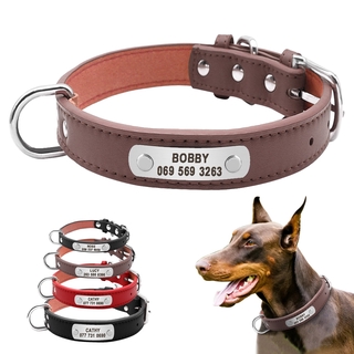 【NORMA】Large Durable Personalized Dog Collar PU Leather Padded Pet ID Collars Customized for Small Medium Large Dogs Cat 4 Size