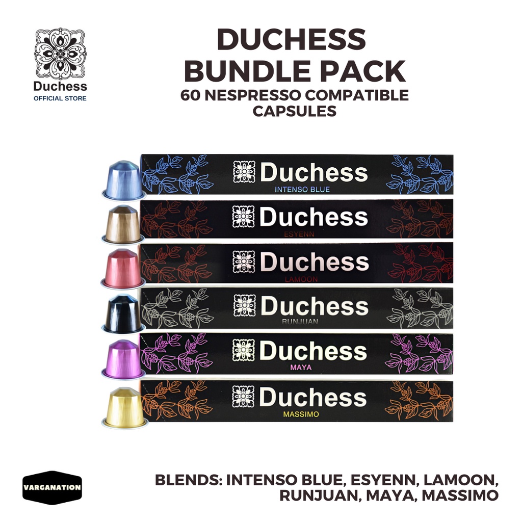 Coffee Nespresso Capsules Duchess Bundle Pack 60 Pods Sampler Set Of