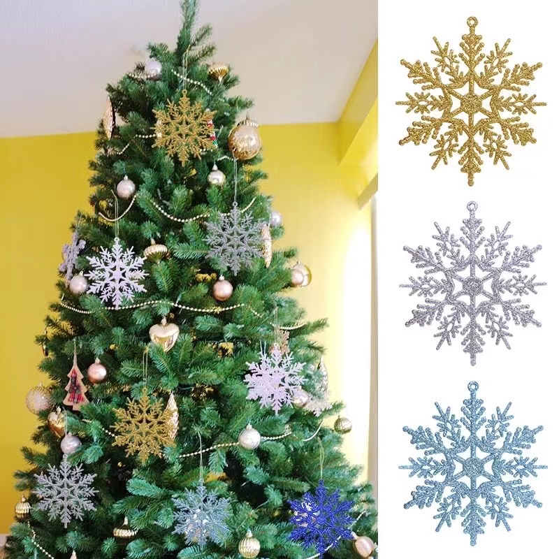 Christmas Decorations Christmas Concepts® Pack of 12-10cm Glitter Snowflake Hanging Decorations Ice Blue