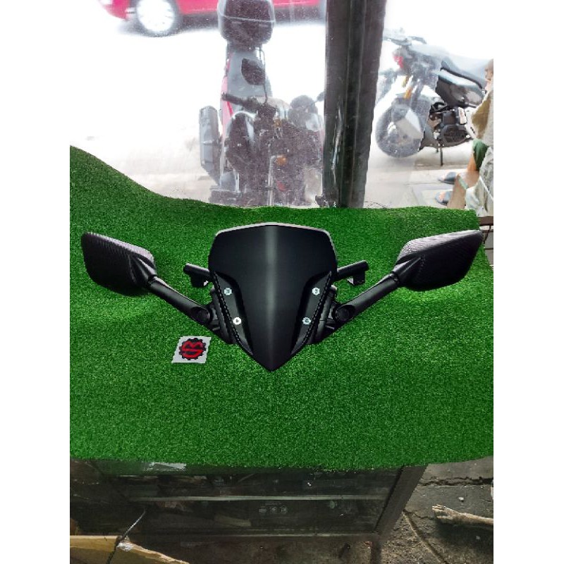 Aerox V1, V2 R25 side mirror with bracket and visor 1 SET Shopee