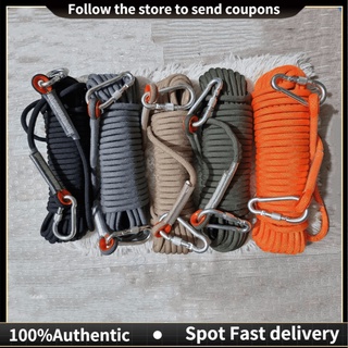ASIAON 10mm Diameter Thick Safety Rope Climbing Rappelling Rescue Escape 10m with Carabiners