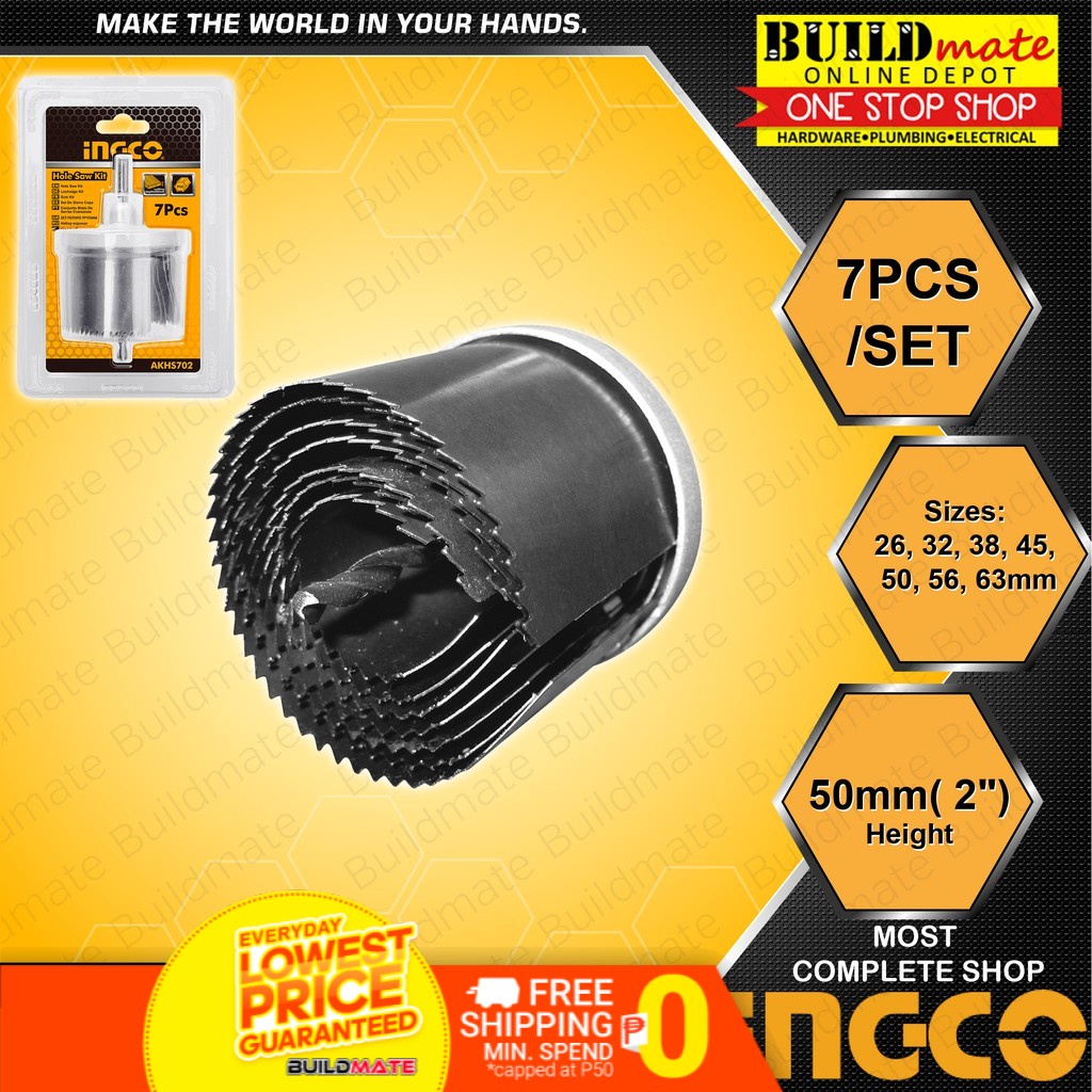 INGCO Hole Saw 7PCS/SET AKHS702 •BUILDMATE• IHT Shopee Philippines