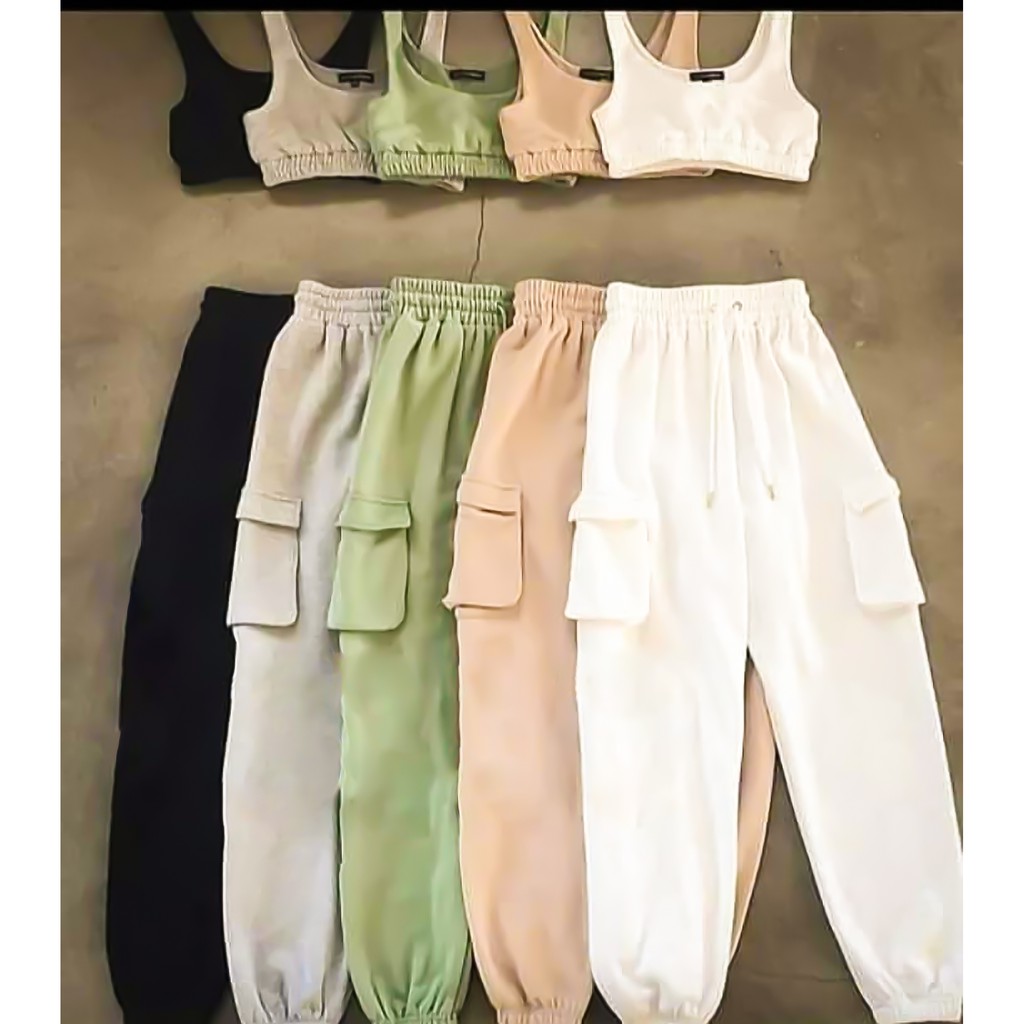 SS TRACY Terno Set Crop Top and Jogger Pants Cargo Pants for Women ...