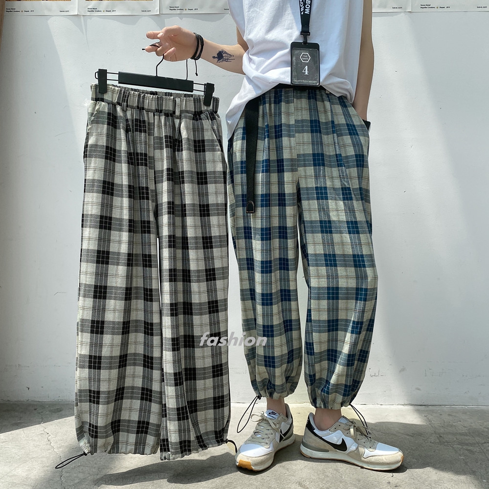 men's plaid cropped pants