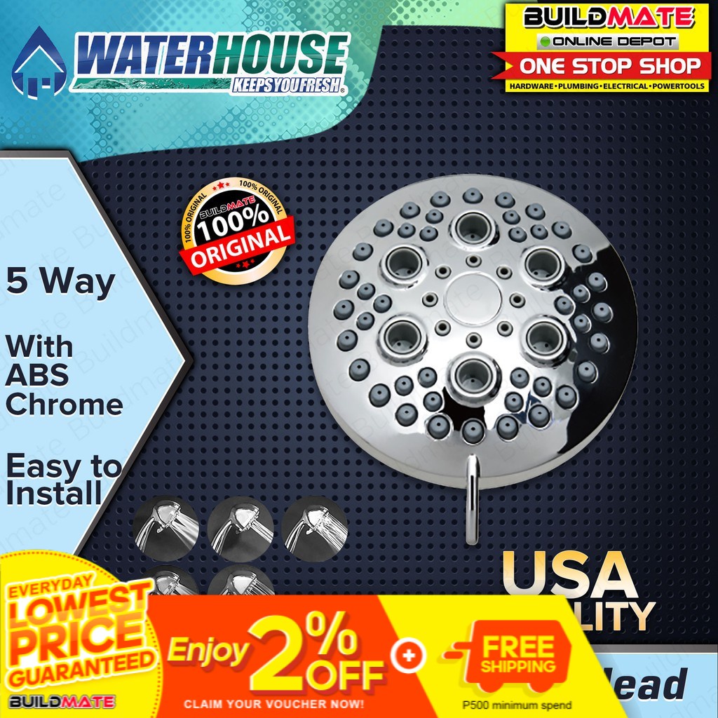 WATERHOUSE by POWERHOUSE 5 Way Function 4" Shower Head with Arm Chrome