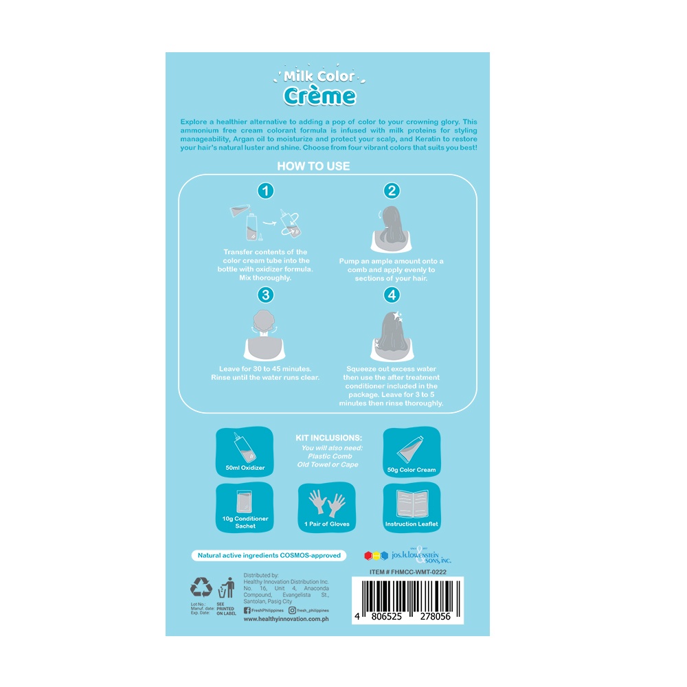 FRESH Hairlab Milk Color Creme Wintermelon Tea Light Ash Blonde 100ML