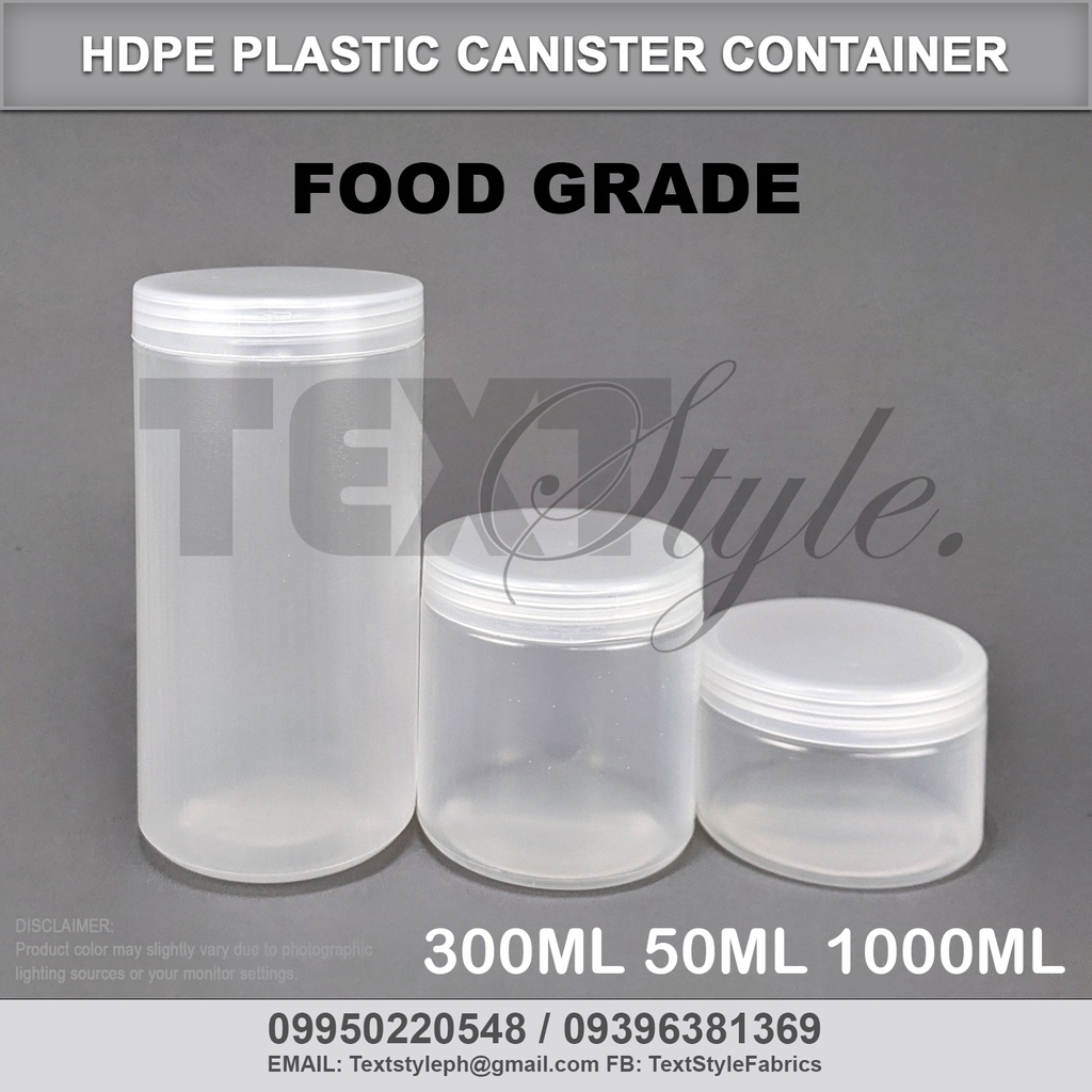 Textstyle Clear HDPE Plastic Container Canister Clear Storage Canister