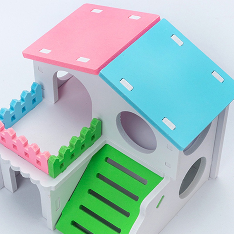 1 Pcs Hamster House Plastic DIY Double Layer Small Animal Hideout Play Hamster Villa Funny Rat Mouse #4