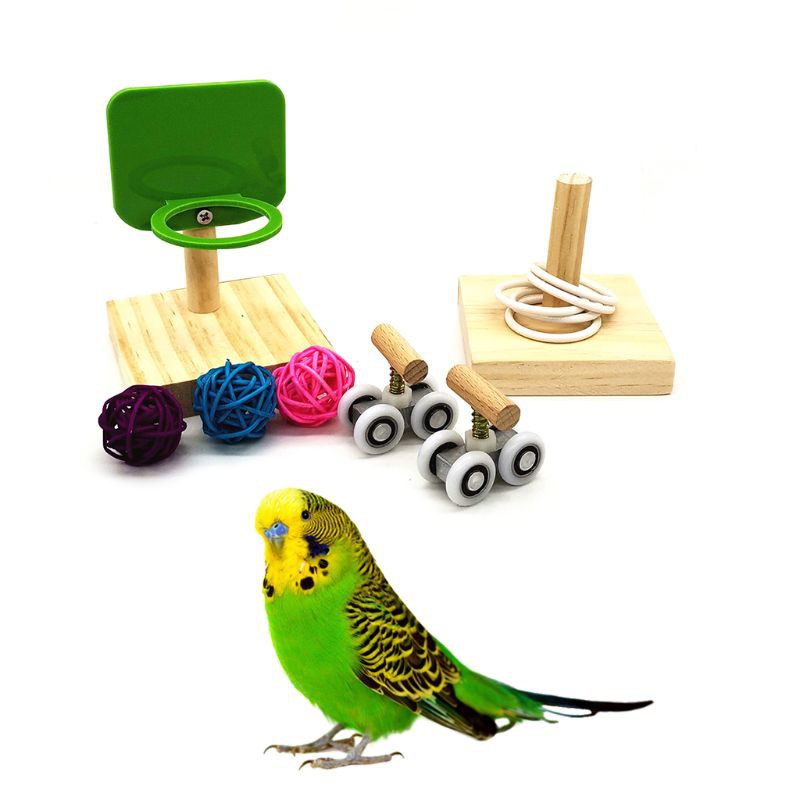 Pet Bird Chew Toys Parakeet Parrot Basketball Hoop Prop Trick Prop Balls MF 