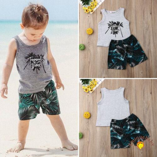 Kids Baby Boy Hollow Out Vest Tops Shorts Pants Beach Outfits Sports Set Summer 