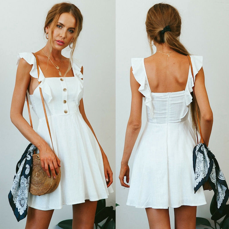 plain white sleeveless dress