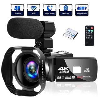 4K Video Camera for Vlogging , Ultra HD 18X Digital Zoom, Camcorder With External Microphone