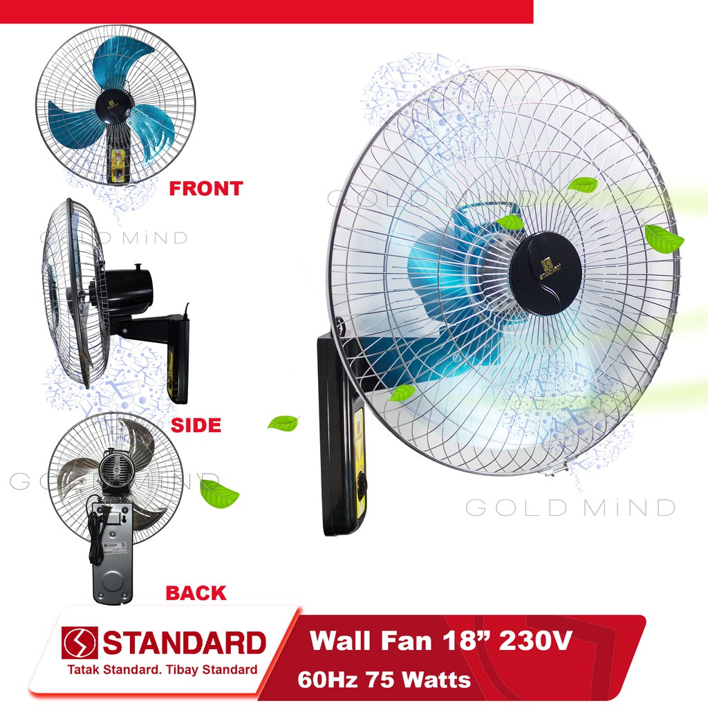 Standard Electric Fan Wall Fan 18 inches (Metal Blade) Yellow