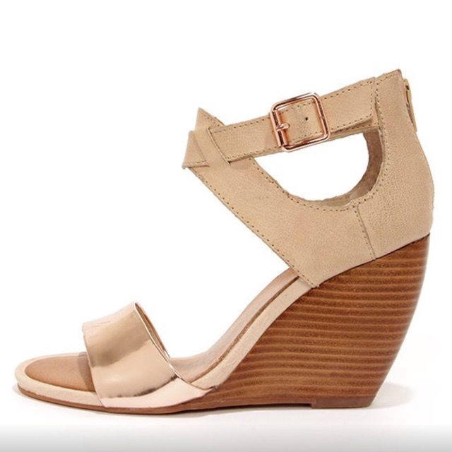 rose gold sandals wedge