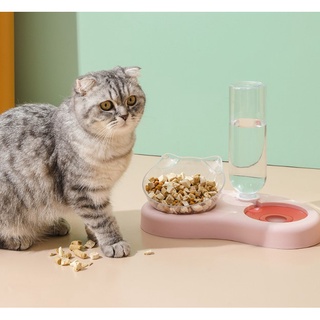 Half Moon Cat Food Water Bowl Dog Cat Automatic Drinker Feeder 2in1 Feeder Pet Bowl