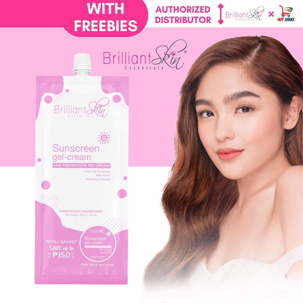 LEGIT Brilliant Skin Sunblock Sunscreen GelCream Pink SPF 30 50G Whitening Hydrating