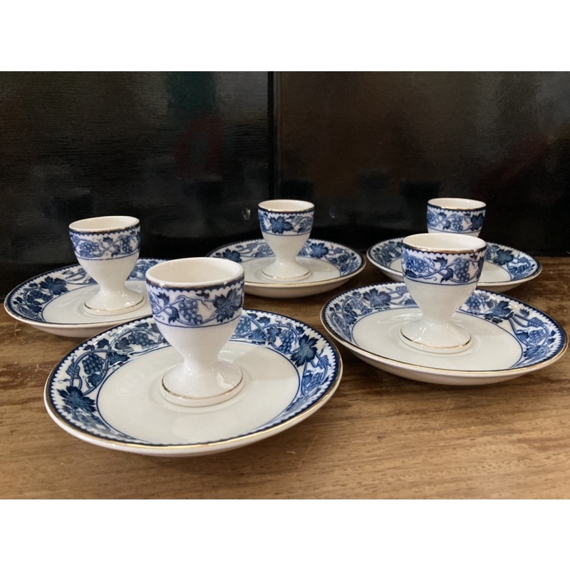 Japan surplus Nikko blue grape 450 per pair of egg holders and saucers ...