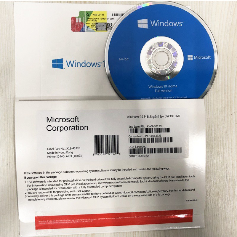 Microsoft Windows 10 Professional Dvd Installer Package Genuine