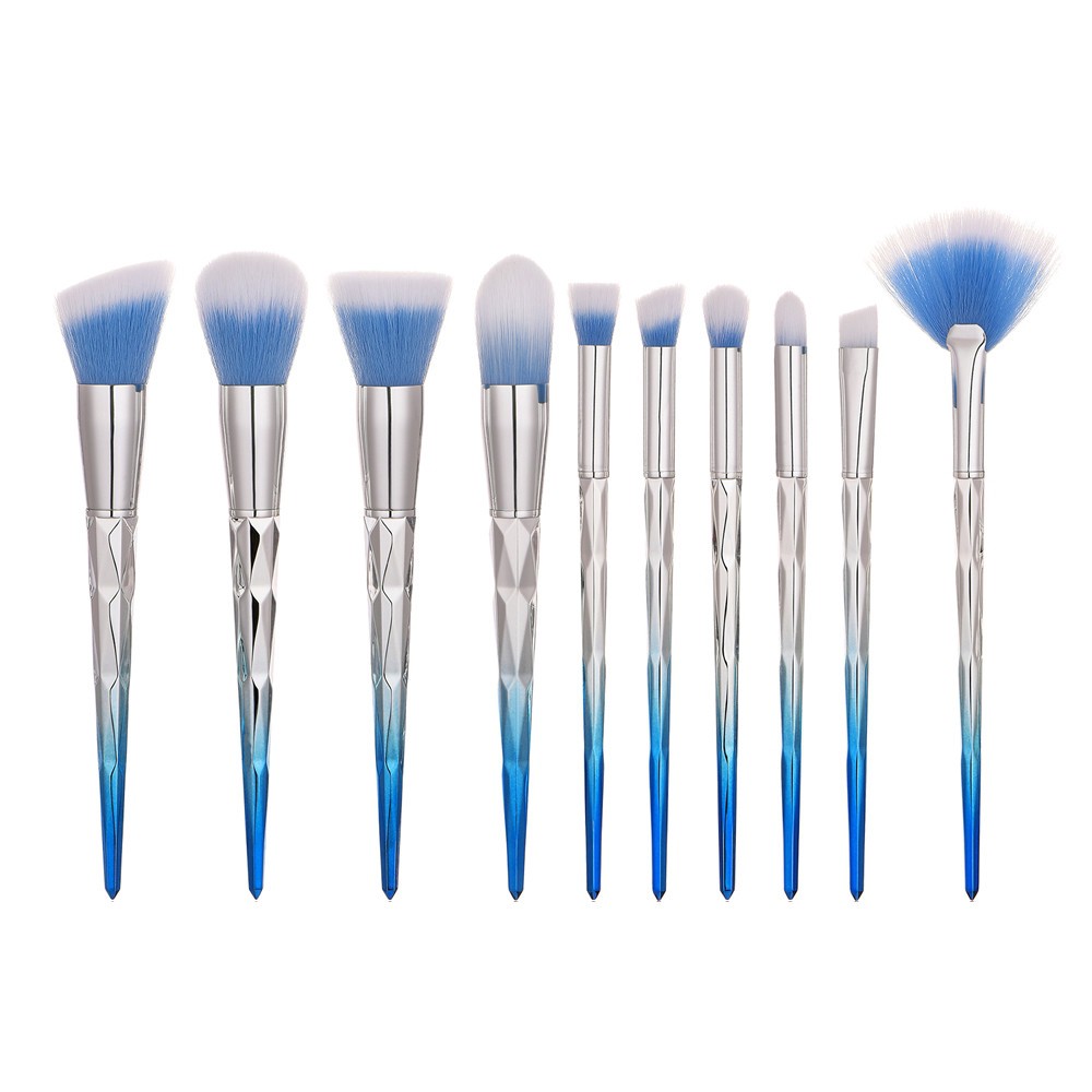 blue makeup brushes