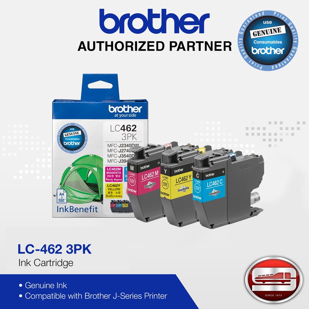 Brother LC-462 3PK (Magenta, Cyan, Yellow) Genuine Ink Cartridge (1,500 ...