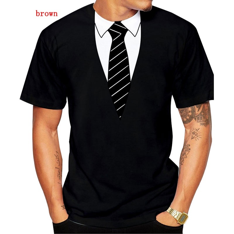 2022 Summer Fashion Funny Fake Suit 3D T-shirt Tuxedo Bow Tie 3D Printing T-shirt Men Cool Streetwear