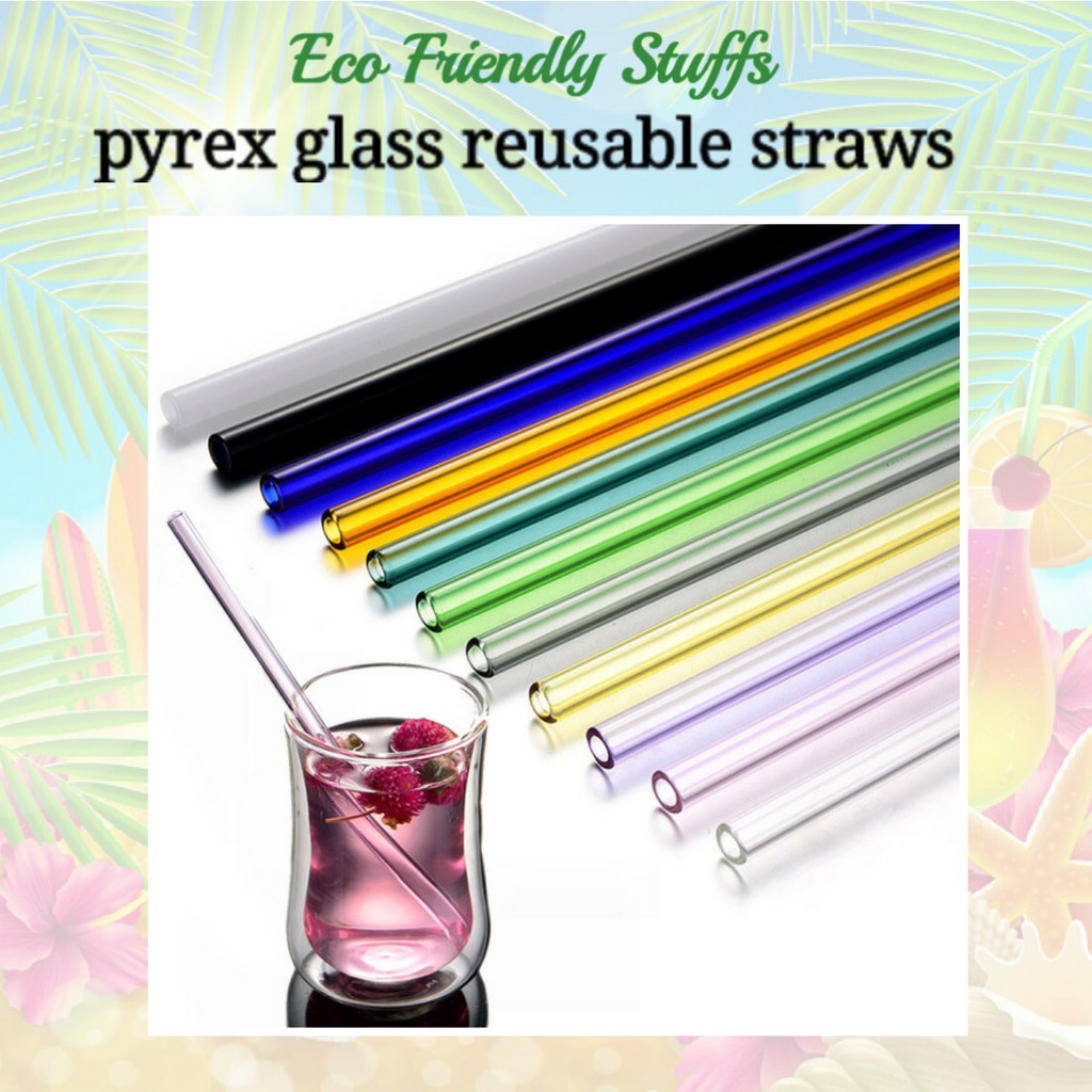 Reusable Non-toxic Eco Straw Straight Bent Pyrex Glass Drinking Straw
